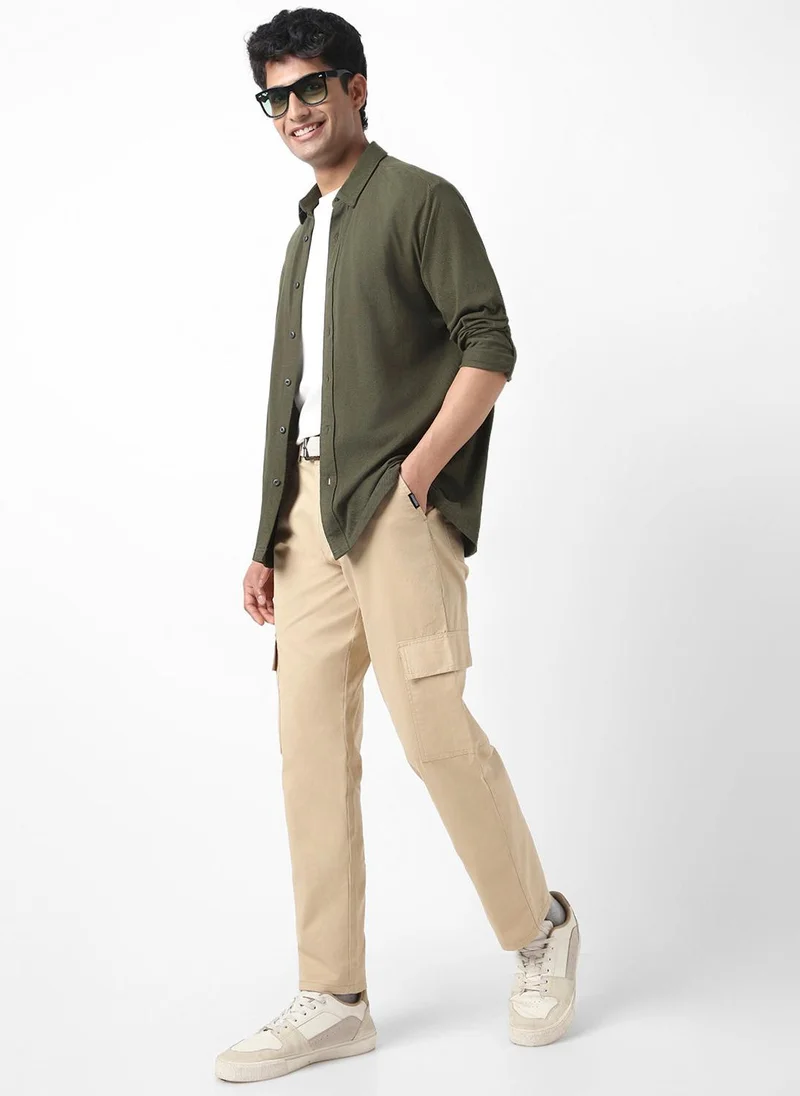 Urbano Fashion  Urbano Fashion Men's Beige Regular Fit Solid Cargo Chino Pant with 6 Pockets Stretchable for Men | Best Price UAE